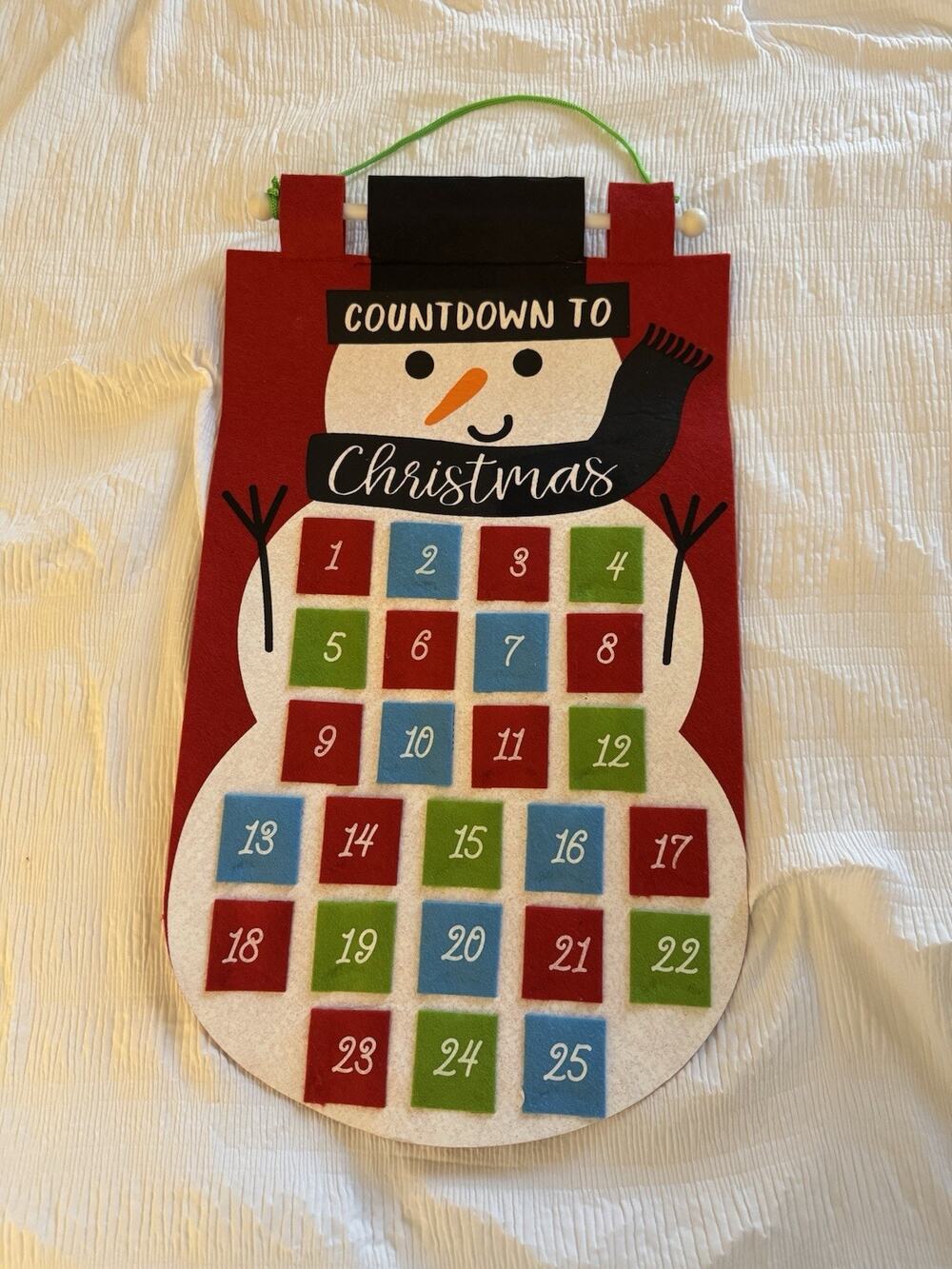 Advent Calendar Felt Snowman Christmas December Holiday Countdown Kids